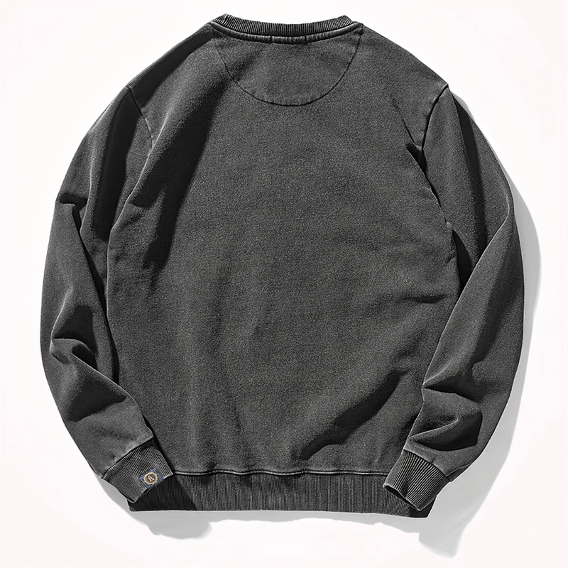 Men's round neck long-sleeved knitted sports pullover SF1296 in thick cotton, loose fit, perfect for winter warmth and style.